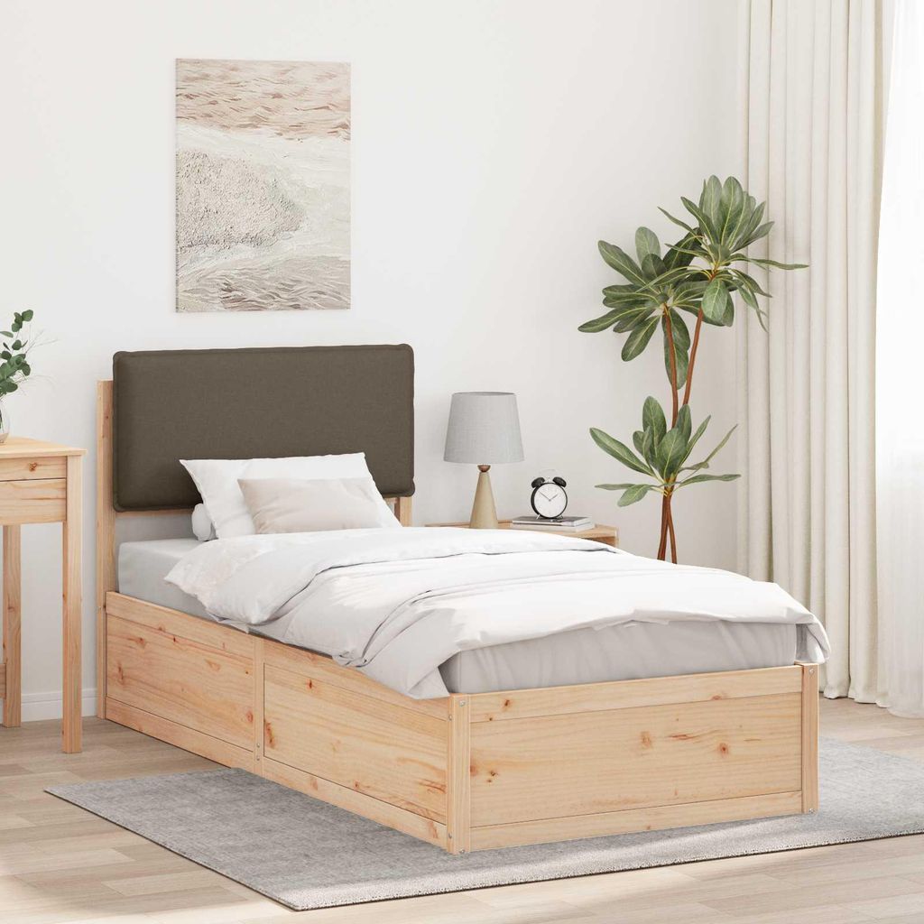 "Schlussverkauf" Einzelbett 1 PLACE - Bettgestell einzel - mit gepolstertem Kopfteil - Taupe 80x200 cm C3386