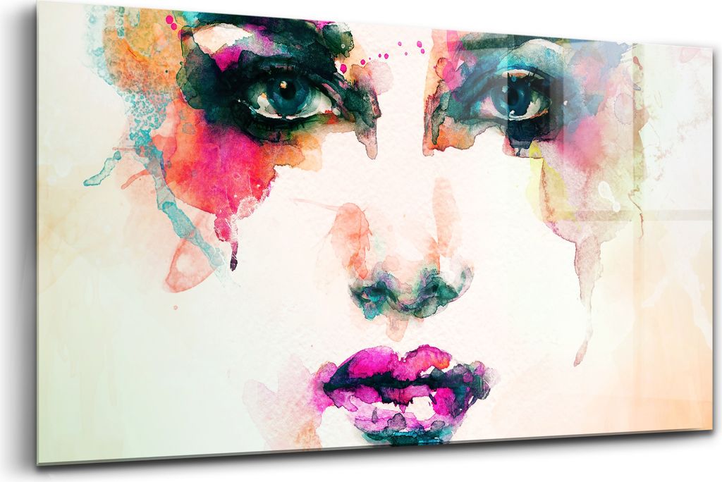 Bilder auf glas - Einteilig - Wanddekoration - Glas Bilder - 120x60 - Abstraktes Gesicht einer Frau