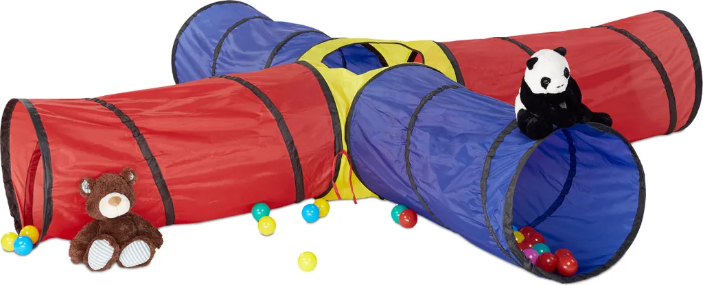 Grand Tunnel de Jeu Pliable 4 Tubes - Solution de Rangement Gain de Place XXL