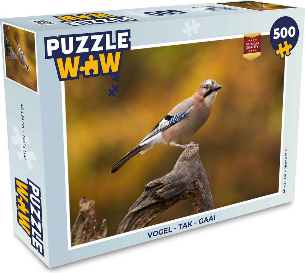 MuchoWow Puzzle 500 Teile Vogel - Zweig - Eichelhäher - 500 Teile - Kinder - Selberbauen - Puzzlespiele