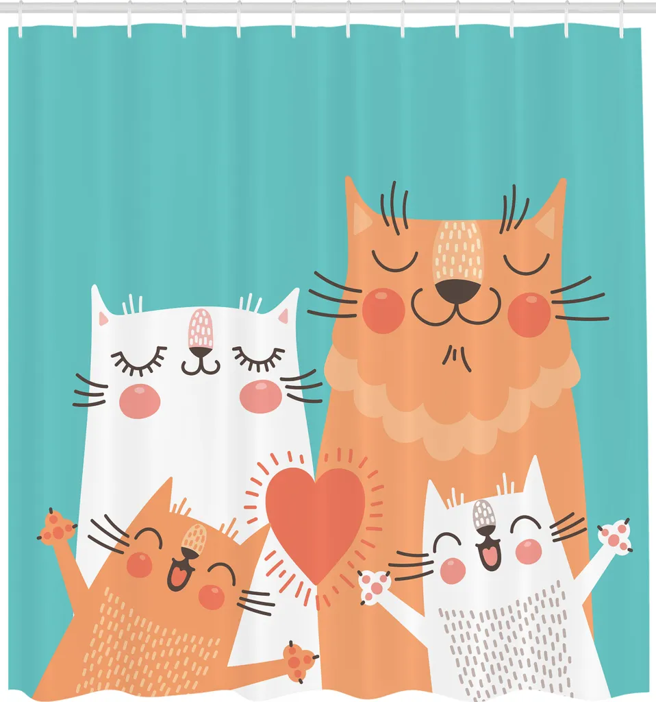 ABAKUHAUS Rideau de douche Chaton mignon 175x240 cm en tissu lavable