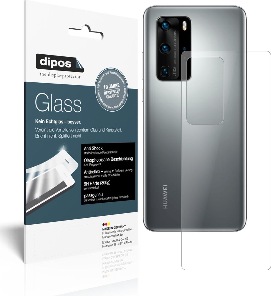 2x Schutzfolie für Huawei P40 Rückseite matt - Anti-Shock 9H Folie dipos Glass Kunststoffglas