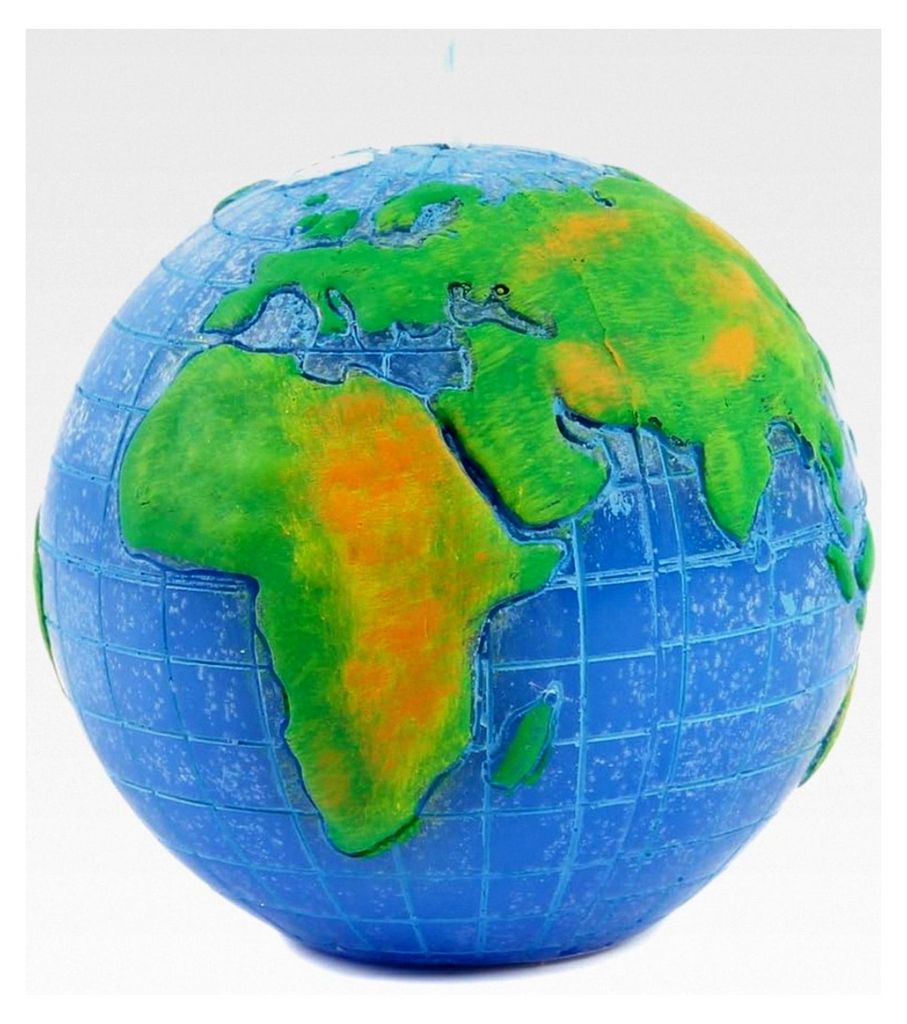 Kugelkerze Globus blau 100/90 - Unparfümiert - Geographie