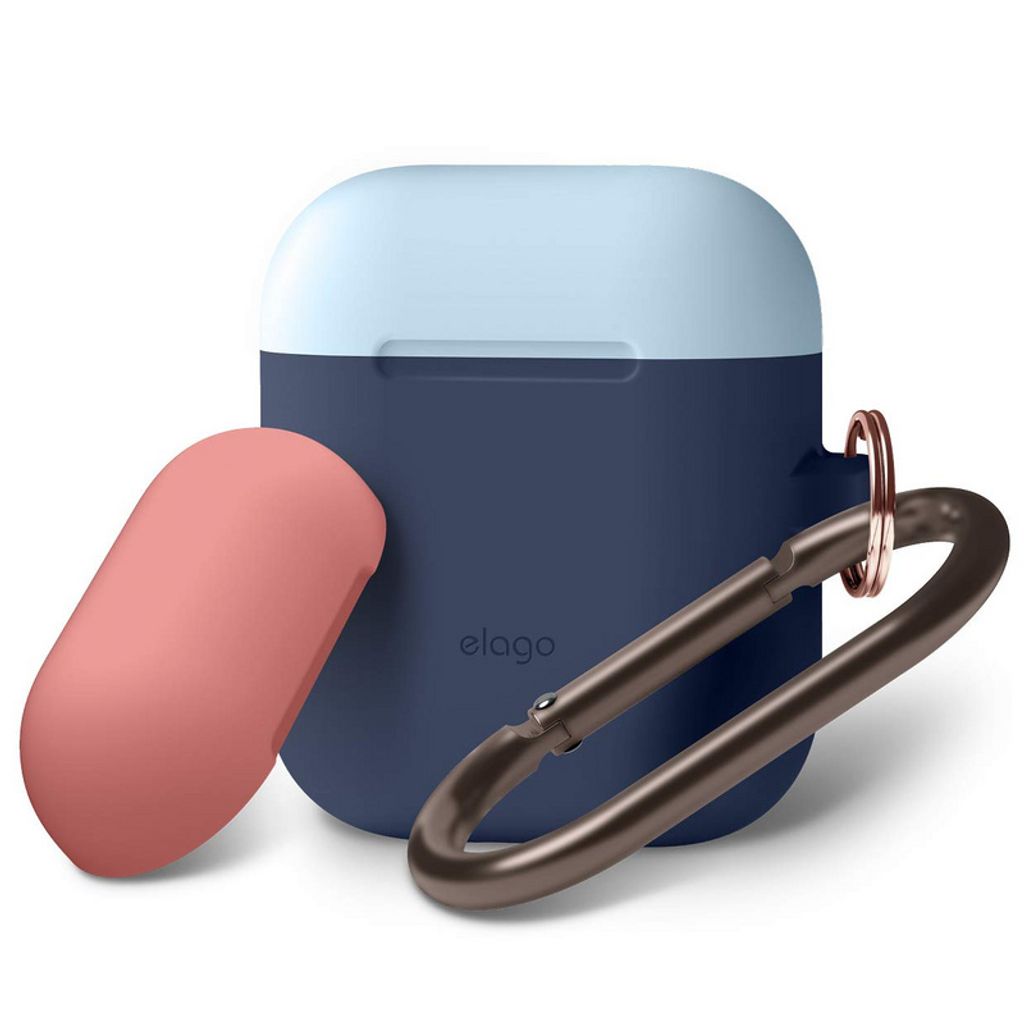 Elago Duo Hang Case für AirPods 2 / AirPods 1 Body - Jean Indigo / Top - Pastellblau und Italienische Rose