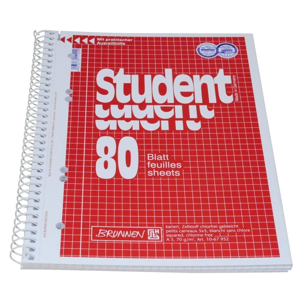 A spiral-bound notebook with a red grid pattern cover.