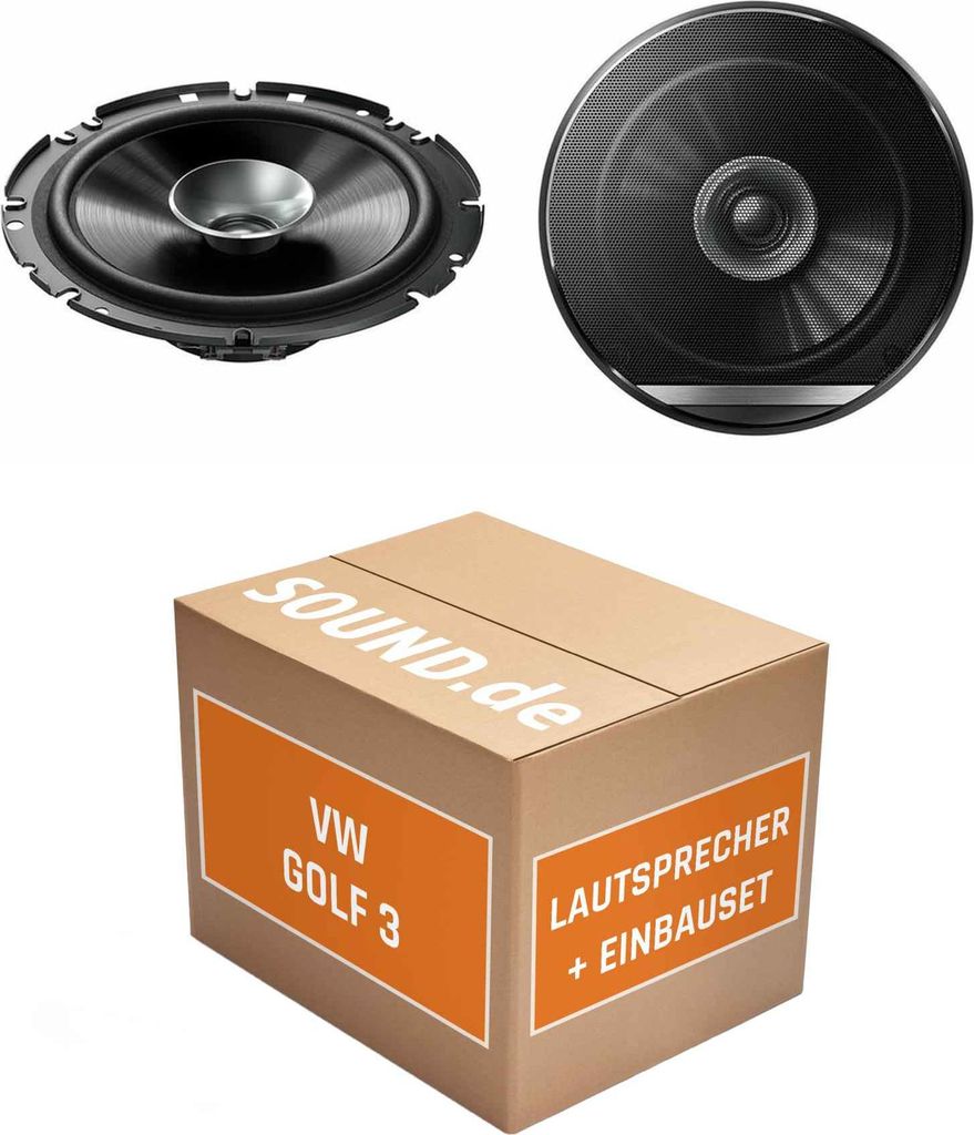 Lautsprecher Boxen Einbaupaket Armaturenbrett Pioneer TS-G1710F passend für VW Golf 3 + Cabrio | 2x Tief-Mitteltöner mit integriertem Hochtöner ...
