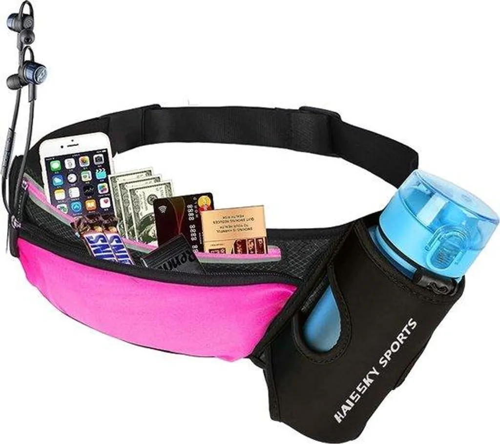 Ceinture de sport running ajustable pour téléphone et randonnée noir