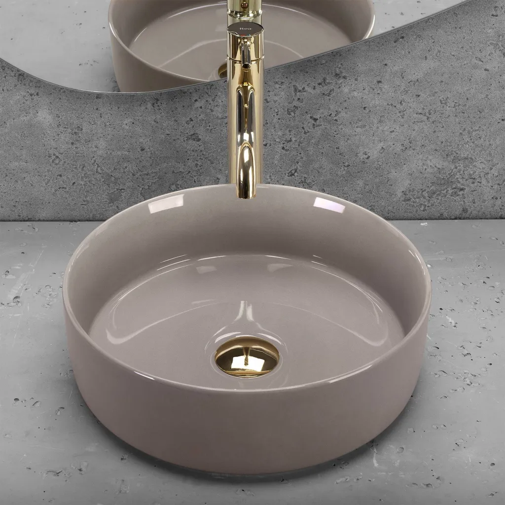 Lavabo da Appoggio Rea Sami Beige Shiny - 4