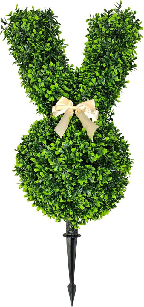 Künstlicher Hasen-Formschnitt, grüner Osterhasen-Formschnittbaum, Kunstgrün-Hase mit Spitze für Ostern, Frühlingsdekoration für Veranda und T...
