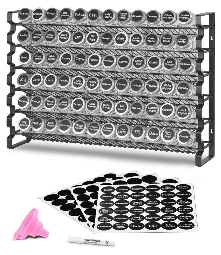 Gewürzregal Organizer 6-stöckig mit 72 leeren Gläsern - Produktbild 