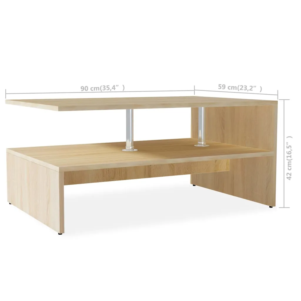 Table de salon rectangulaire aspect chêne 90 cm en bois composite chic