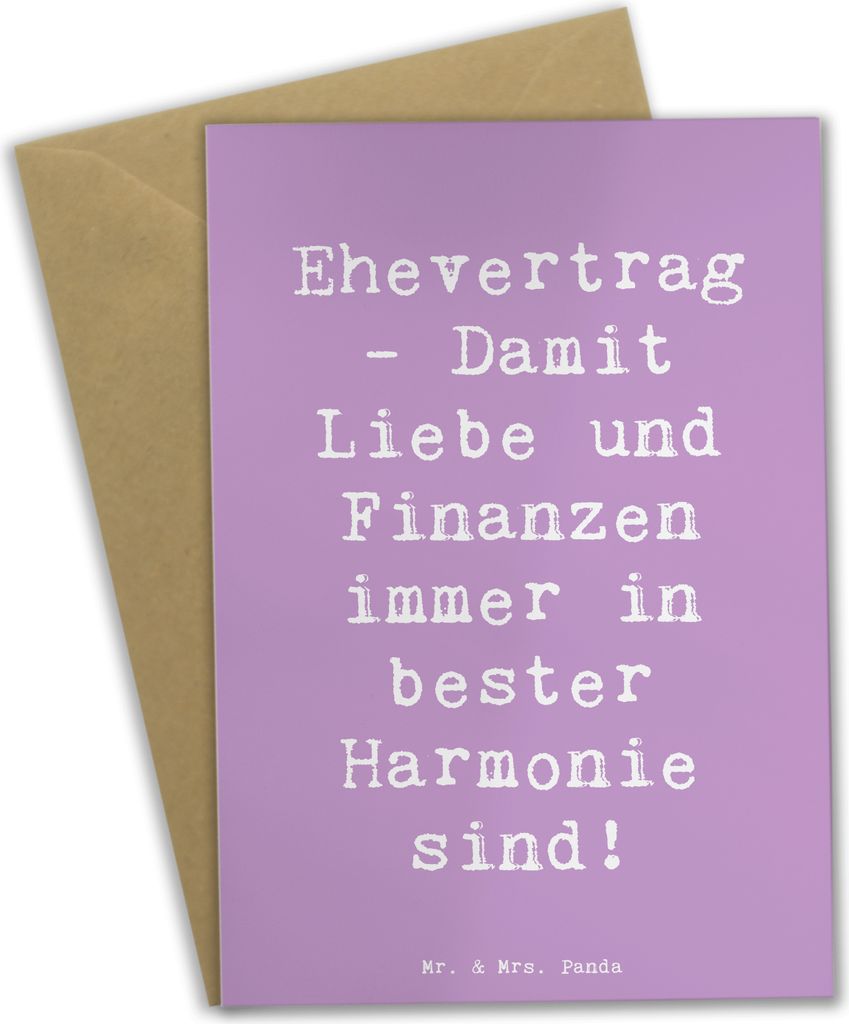 Mr. & Mrs. Panda neujahrskarte Spruch Ehevertrag Liebe Finanzen - Lavendeltraum - Geschenk, Grußkarten, dankeskarten, osterkarte, weihnachtskarten...