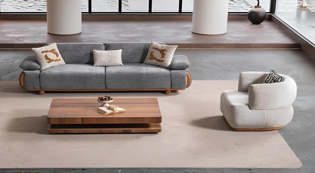 s 3-Sitzer Sofa Set mit weichem Stoff und elegantem Design