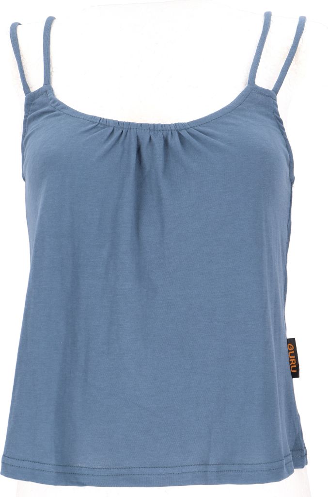 Lockeres Yogashirt, Sommertop, Top aus Biobaumwolle mit Druck - Blau, Damen, Baumwolle(Bio), Größe: L