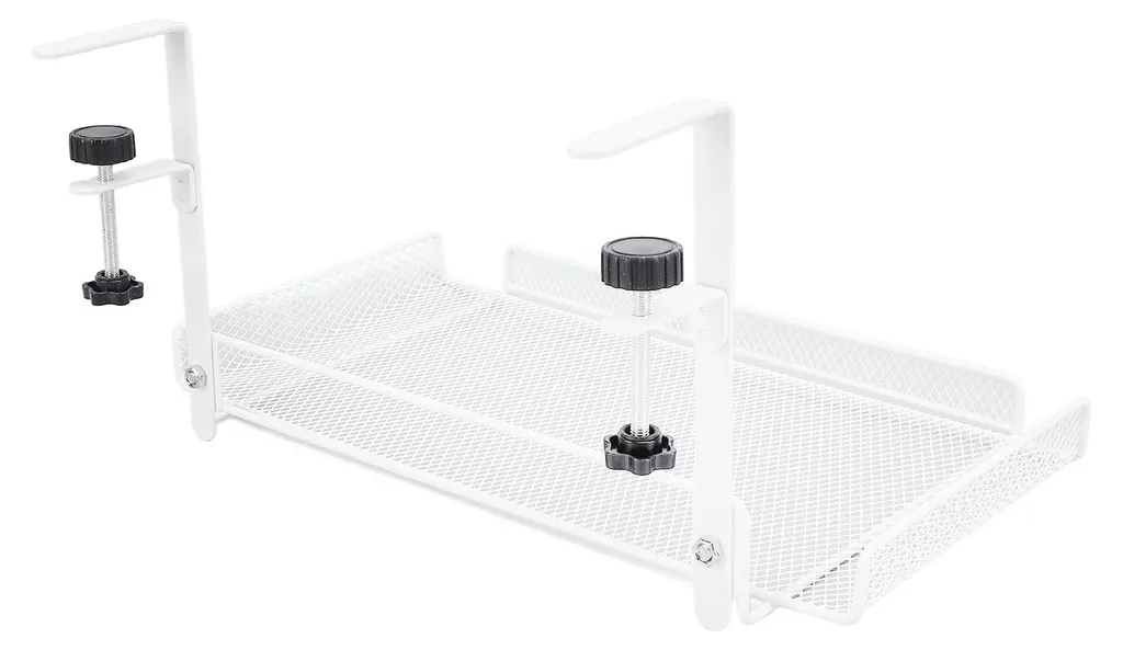 Gestionnaire de câbles à pince blanc pour bureau avec support router - 6