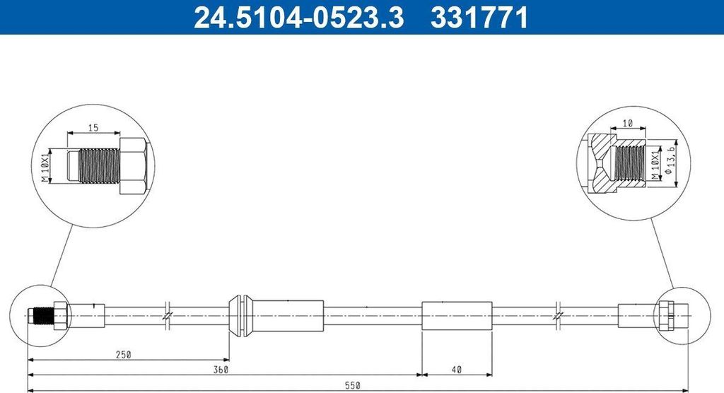 ATE 24.5104-0523.3 Bremsschlauch Vorne für MINI Schrägheck Produktbild 