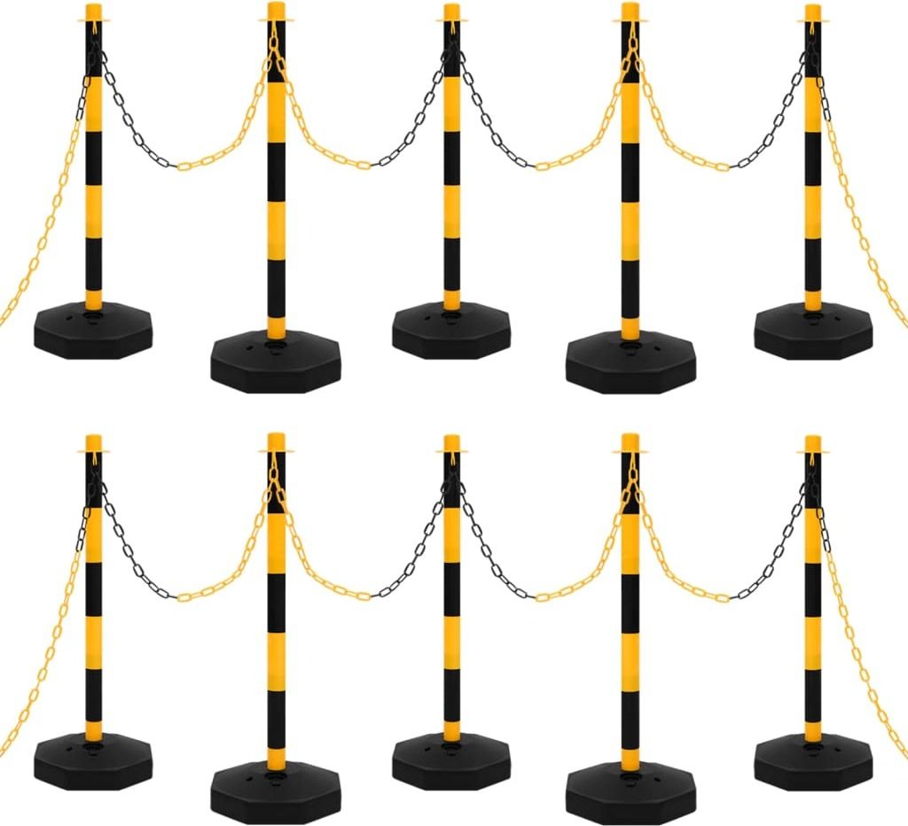 Ankonbej Kettenpfosten-Set mit 10 m Kunststoffkette