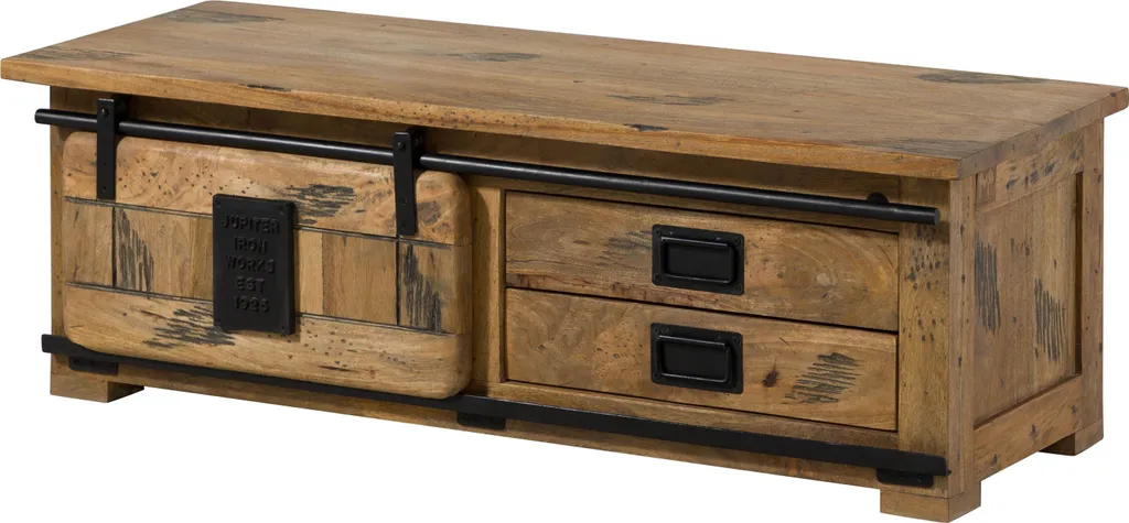 Table basse rectangulaire manguier laqué RAILWAY pour salon loft