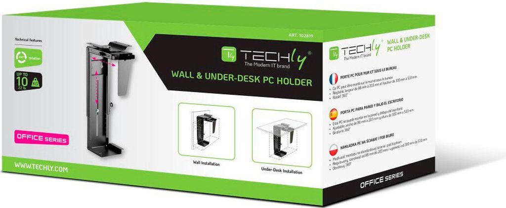 Techly ICA-CS 66 PC-Halterung PC-Halterung unter dem Schreibtisch Schwarz