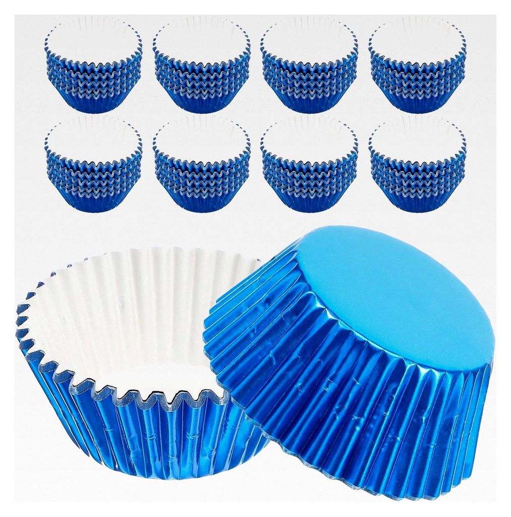 Blaue Muffinförmchen aus ölbeständigem Papier, 100 Stück, flexible Papierförmchen für Cupcakes und Desserts bei Geburtstagsfeiern und Partys
