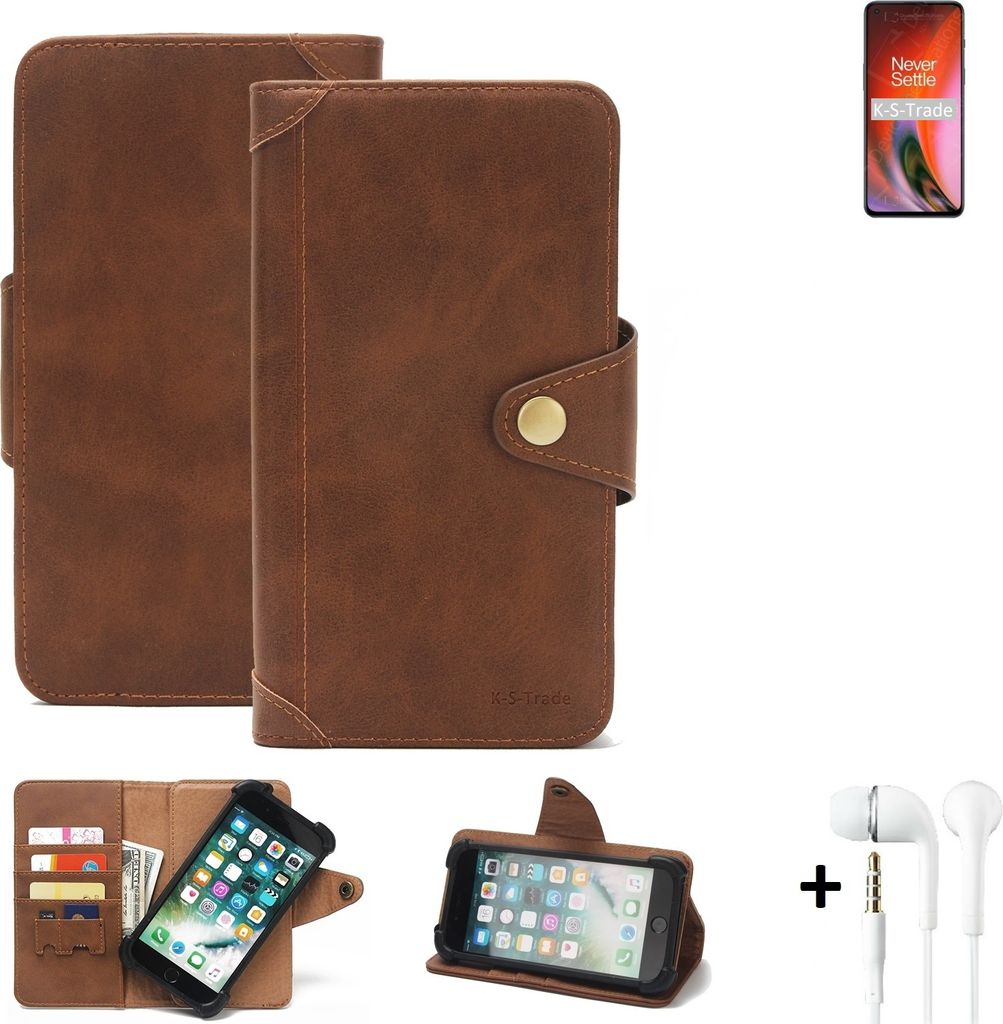 K-S-Trade Handyhülle Schutzhülle kompatibel mit OnePlus Nord 2 5G Walletcase Bookstyle Schutz Case Hülle Wallet Flipcase Cover PolyurethanBraun ...
