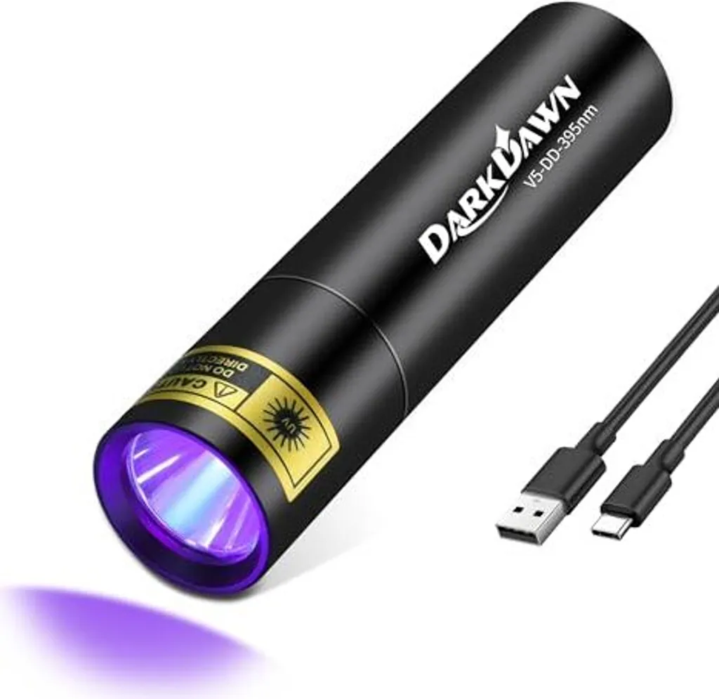 Darkdawn Torcia UV 395nm Ricaricabile USB-C: Lampada Wood Professionale
