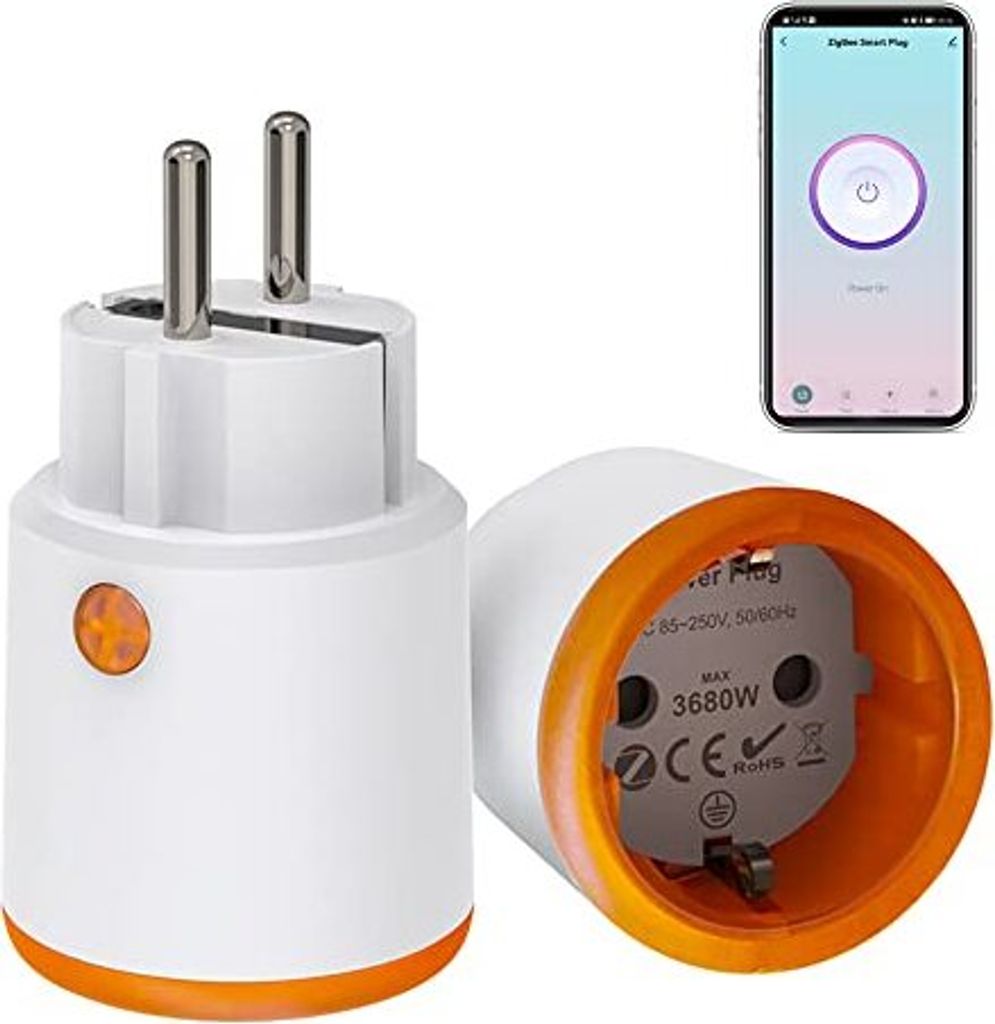 Smart Plugs, ZigBee Socket Timer -Stromverbrauchsüberwachung, programmierbare Steckersteuerung Tuya App, 16A Voice Control Compatible Alexa & Google