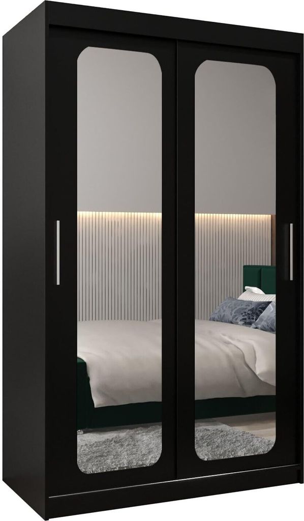 MEBLE KRYSPOL Promo 3120 Schlafzimmerschrank zwei Schiebetüren - Mattschwarz