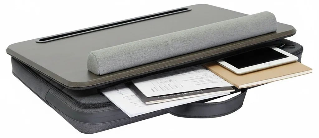 Support Ordinateur Portable Genoux avec Coussin Ergonomique et Pochette