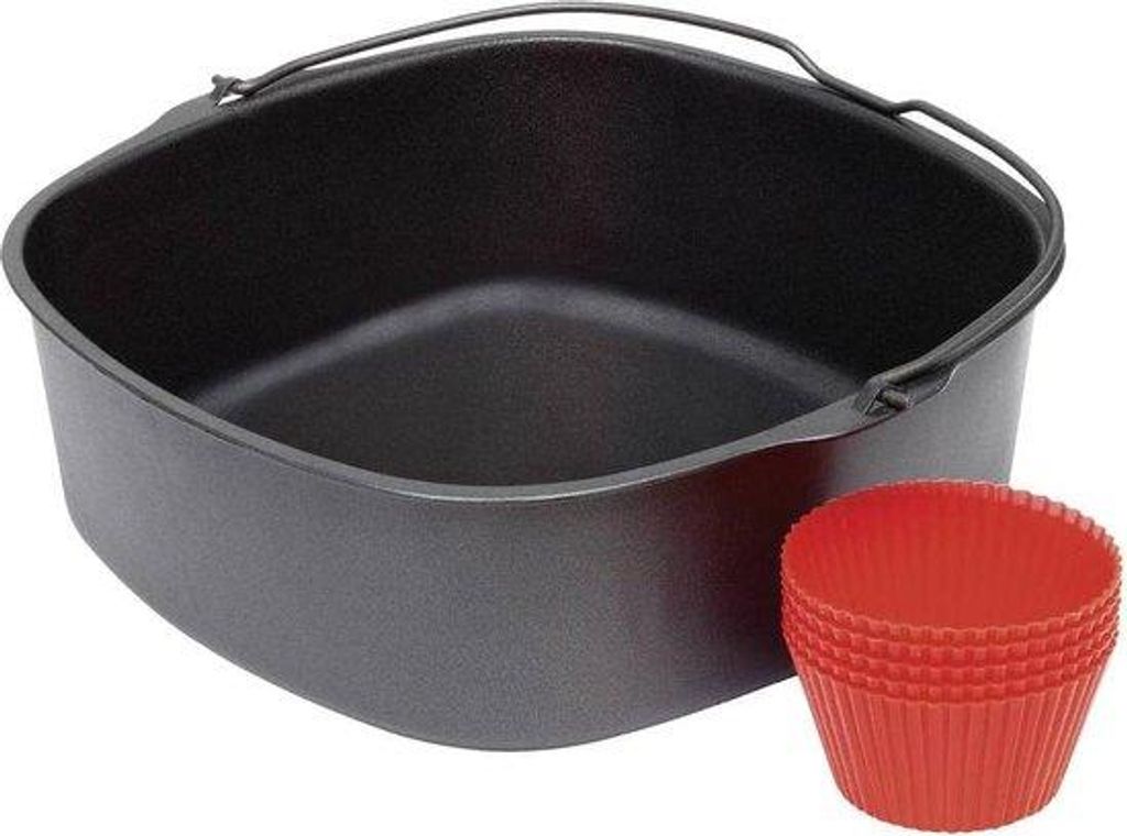Luftfrittier-Backzubehör-Set, 7 Silikon-Muffin-Formen, Backblech, spülmaschinenfest, Rezepte