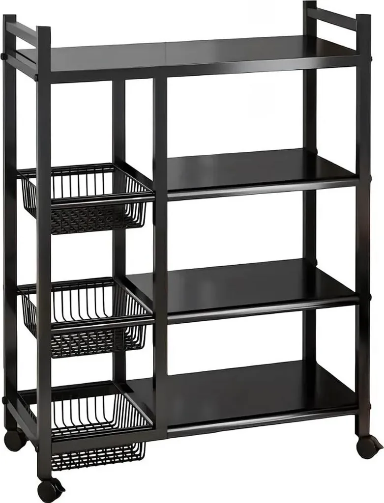 Scaffale Magazzino Nero L 4 Ripiani: Organizer Mobile Salvaspazio