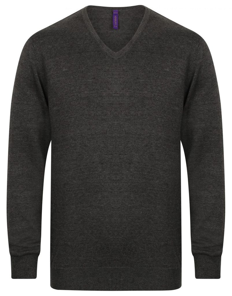 Henbury - Pullover für Herren, V-Ausschnitt, Leicht LT4419 (XL) (Grau meliert)