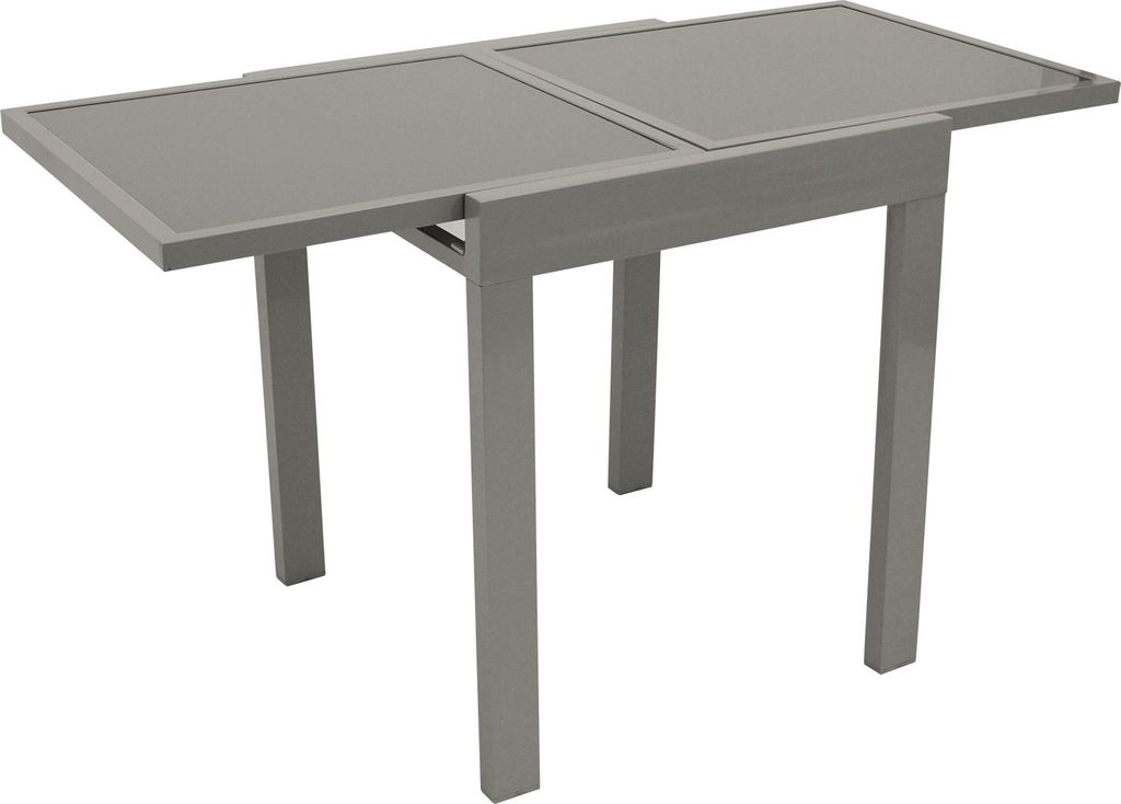 Balkontisch Gartentisch Ausziehtisch Glas/Aluminium grau ausziehbar 65-130 cm