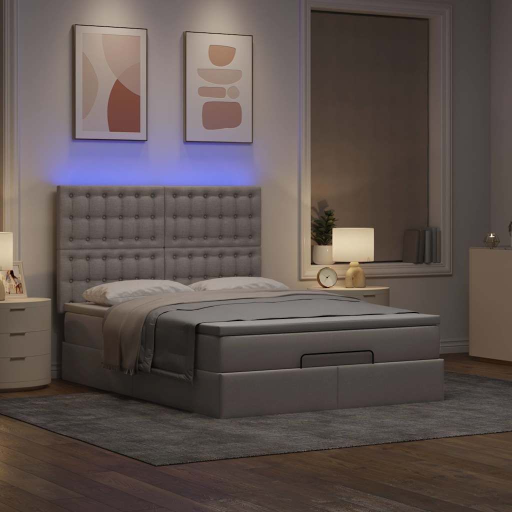 Maison Exclusive - Ottoman-Bett mit Matratze & LEDs Taupe 140x200 cm Stoff