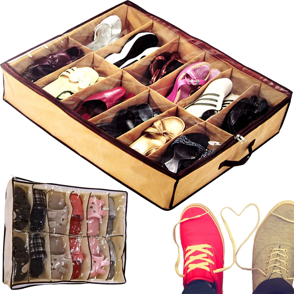 Organiseur de chaussures sous le lit anti-poussière à 12 grilles - 6