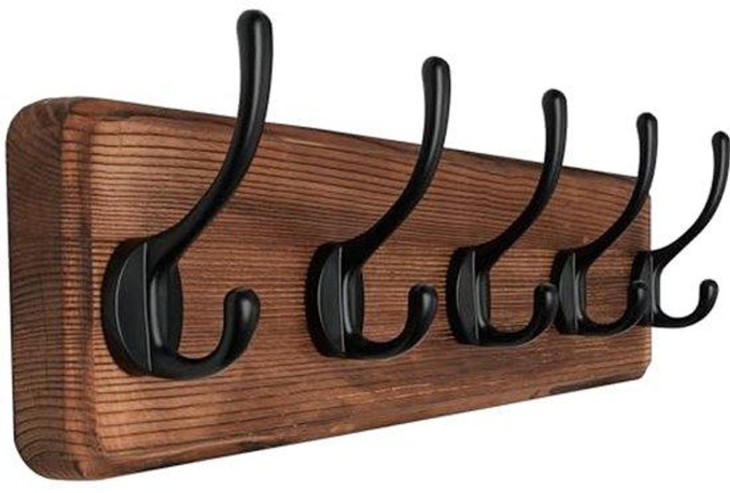 Braune Holzgarderobe 44cm lang mit 5 Haken Wandhaken
