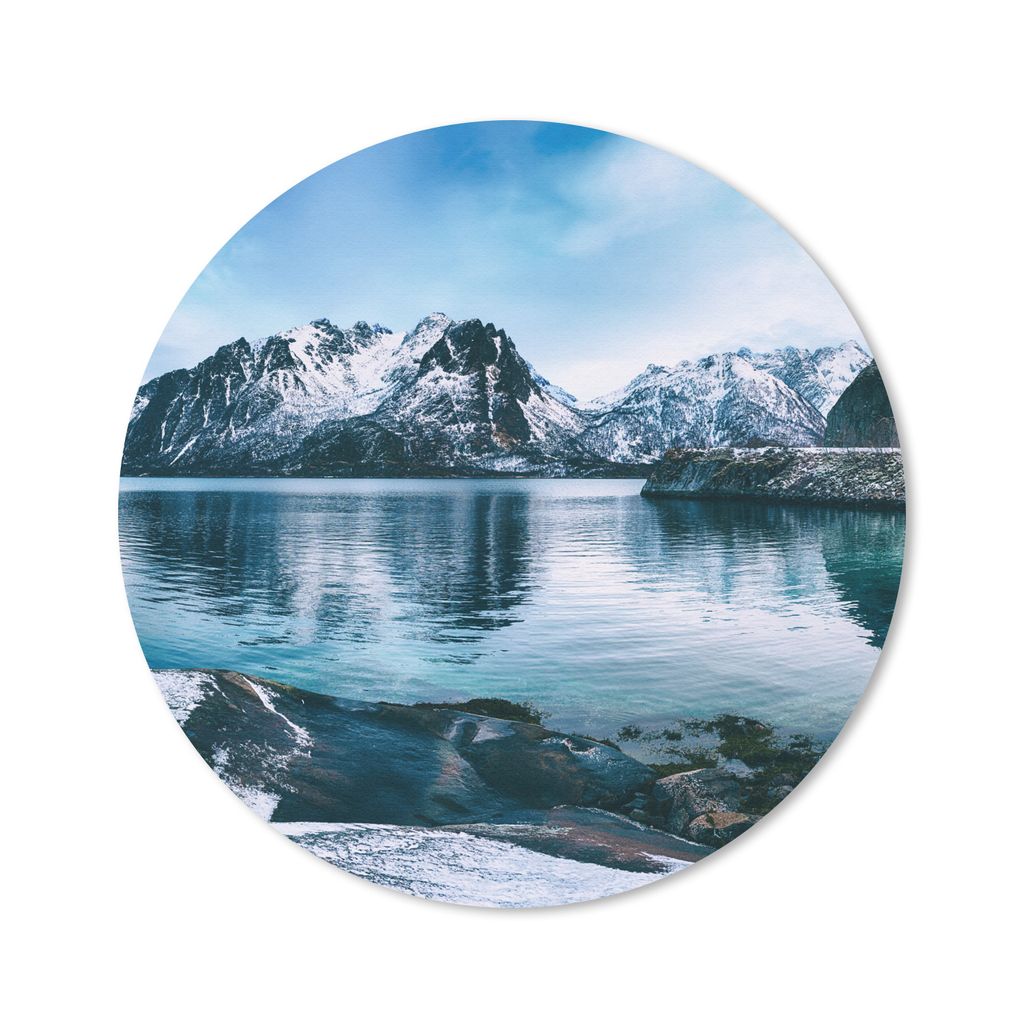 MuchoWow Mauspad Mousepad Winter - See - Berg - Schnee 40x40 cm - Mousepads - Maus Mat - Pad - Mausunterlage - Schreibtisch Accessoires