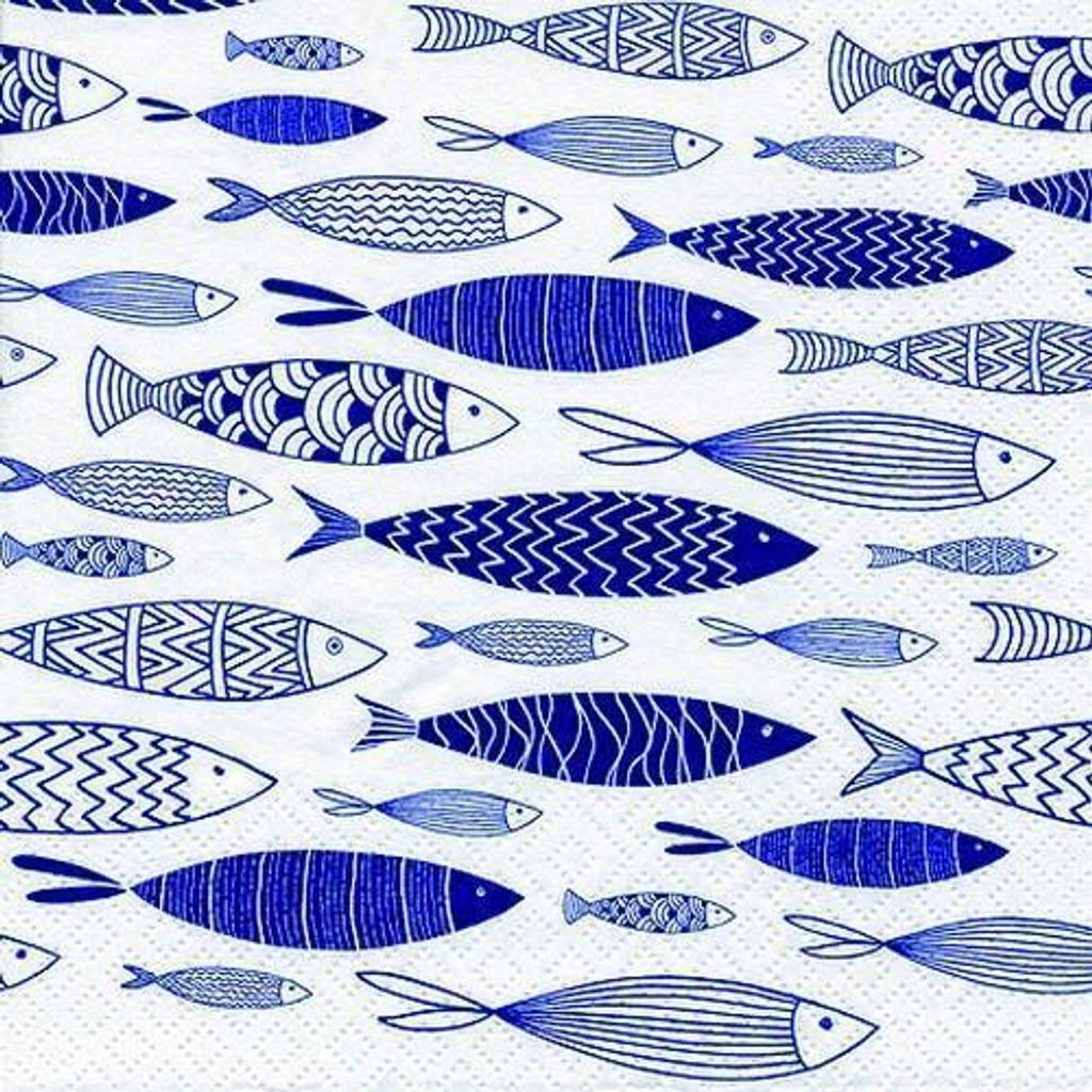 20 Servietten Shoal of Blue Fish - Fische im Schwarm blau Produktbild 