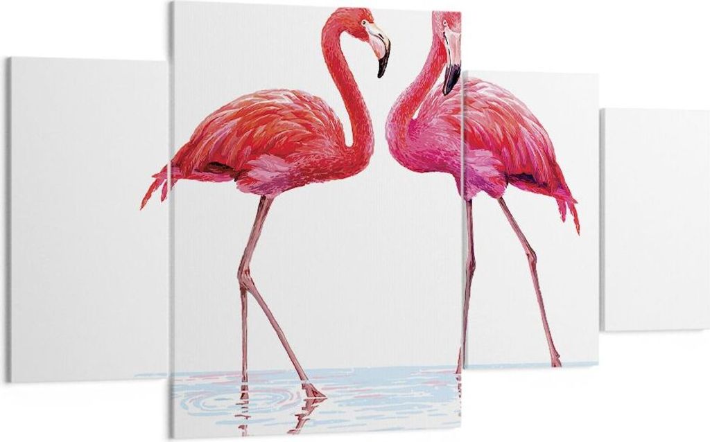 Bild auf Leinwand - Leinwandbild - 4 Teile - Flamingos Rosa Produktbild 