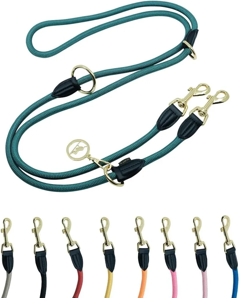 Laisse multi-position pour chien en velours vert forêt - 2m x 11cm XL