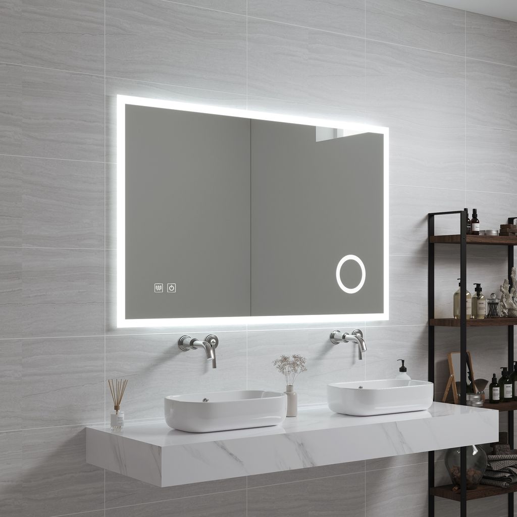 LED-Badspiegel ’Scafa’ mit 120 LEDs Aluminiumrahmen 100 x Produktbild 