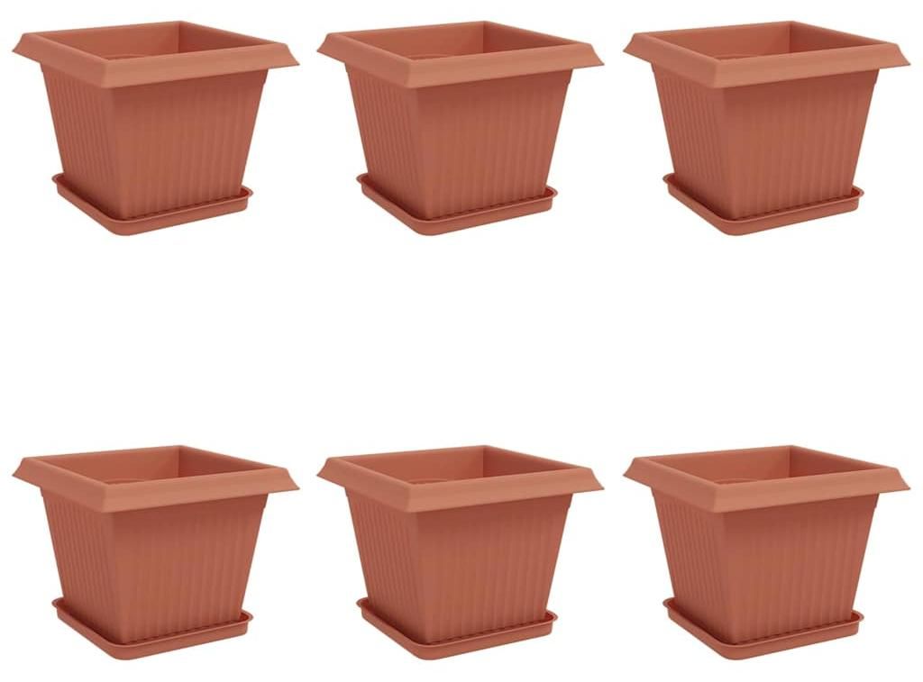 Blumentöpfe 6 pcs Ziegelrot 33 x 33 x 26 cm Kunststoff