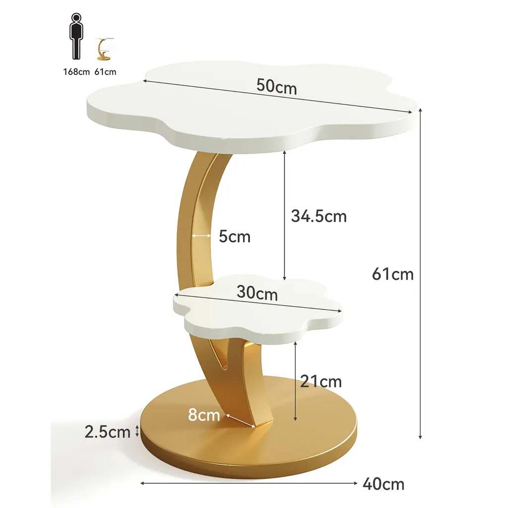 Petite table basse à deux niveaux et table de chevet dorée décorative - 9