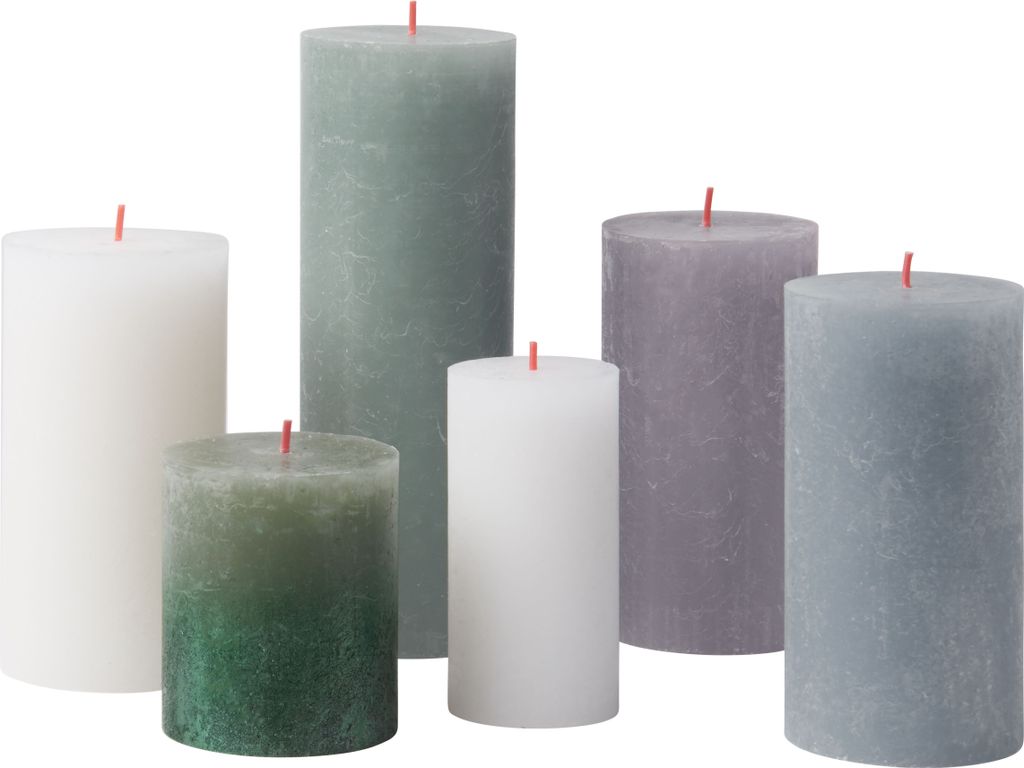 Bolsius 6er Set Kerzen, mehrfarbig