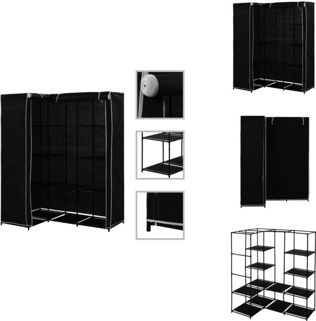vidaXL Eckkleiderschrank Schwarz 130 x 87 x 169 cm - Kleiderschränke