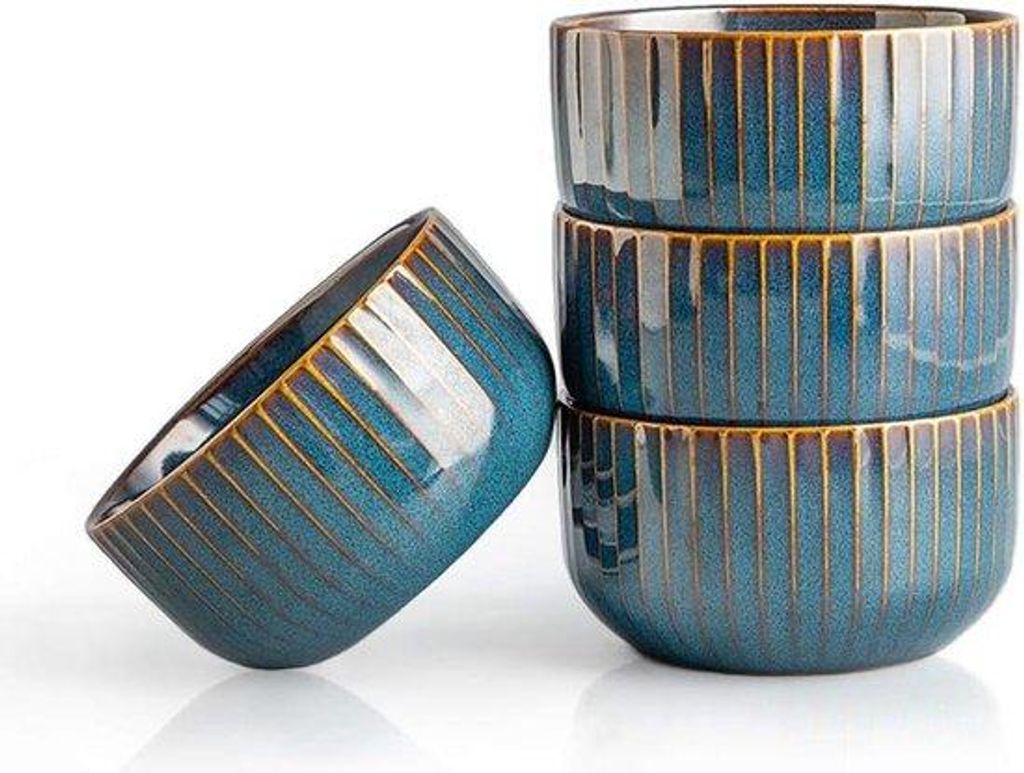 Kleine Porzellan-Schalen blau 4er Set