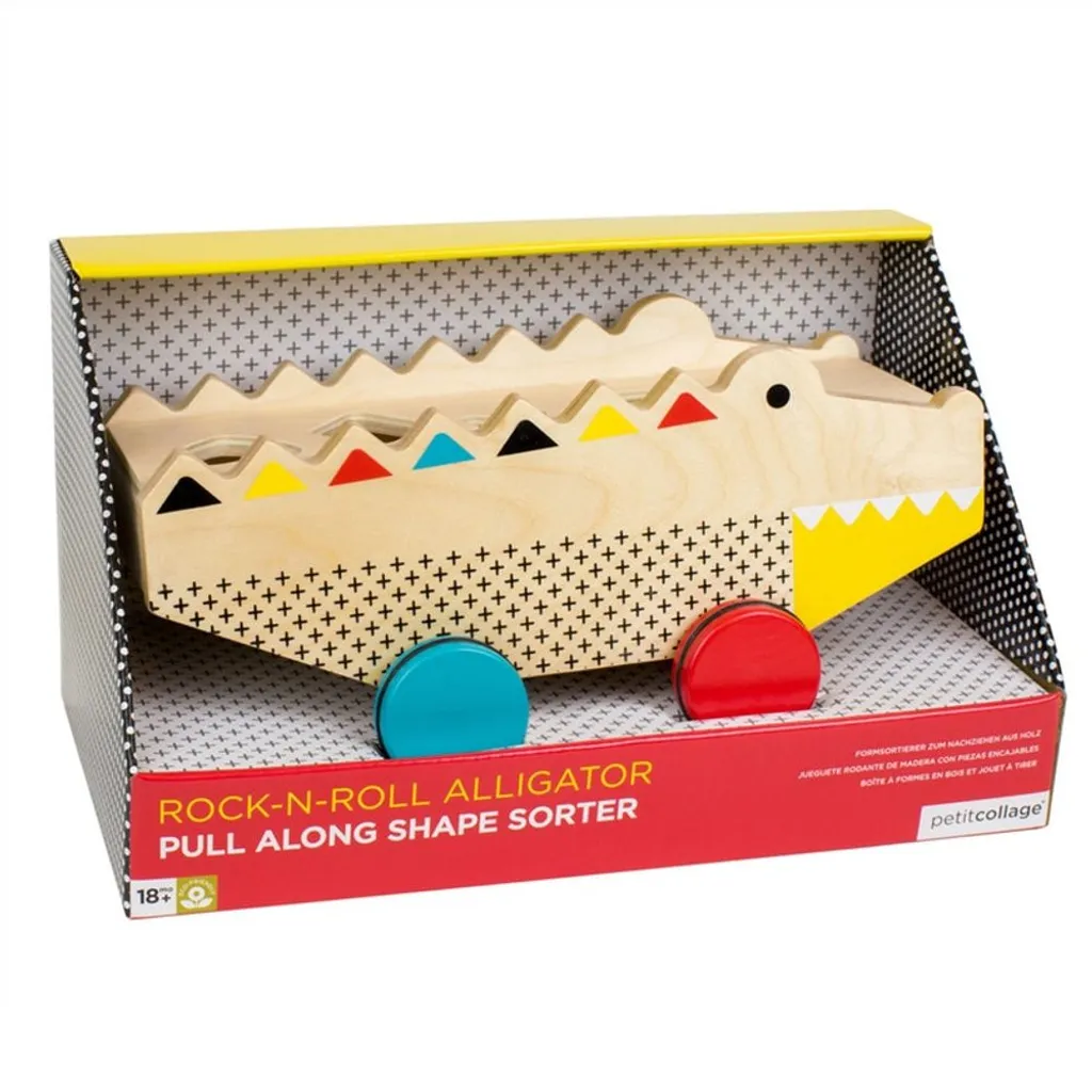 Jouet bois durable Alligator Petit Collage 2en1 sans plastique ni piles