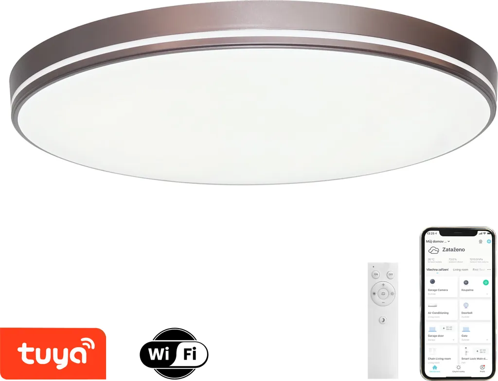 Plafoniera Smart 40cm Immax NEO LITE AREAS Caffè WiFi per Cameretta e Salotto