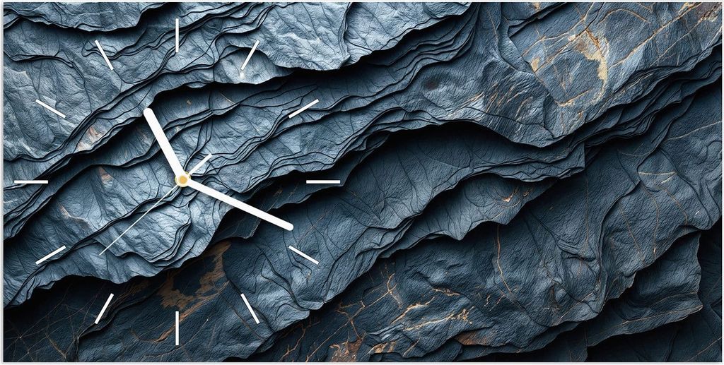 Wanduhr aus Glas mit Motiv Gefaltete Texturen- 60 x 30 cm - inkl. Aufhängesystem