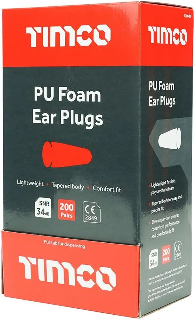 Timco Bouchons d'oreilles en mousse Polyuréthane Taille Unique 200pcs - 3